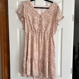 Roolee Floral V-Neck Button Dress